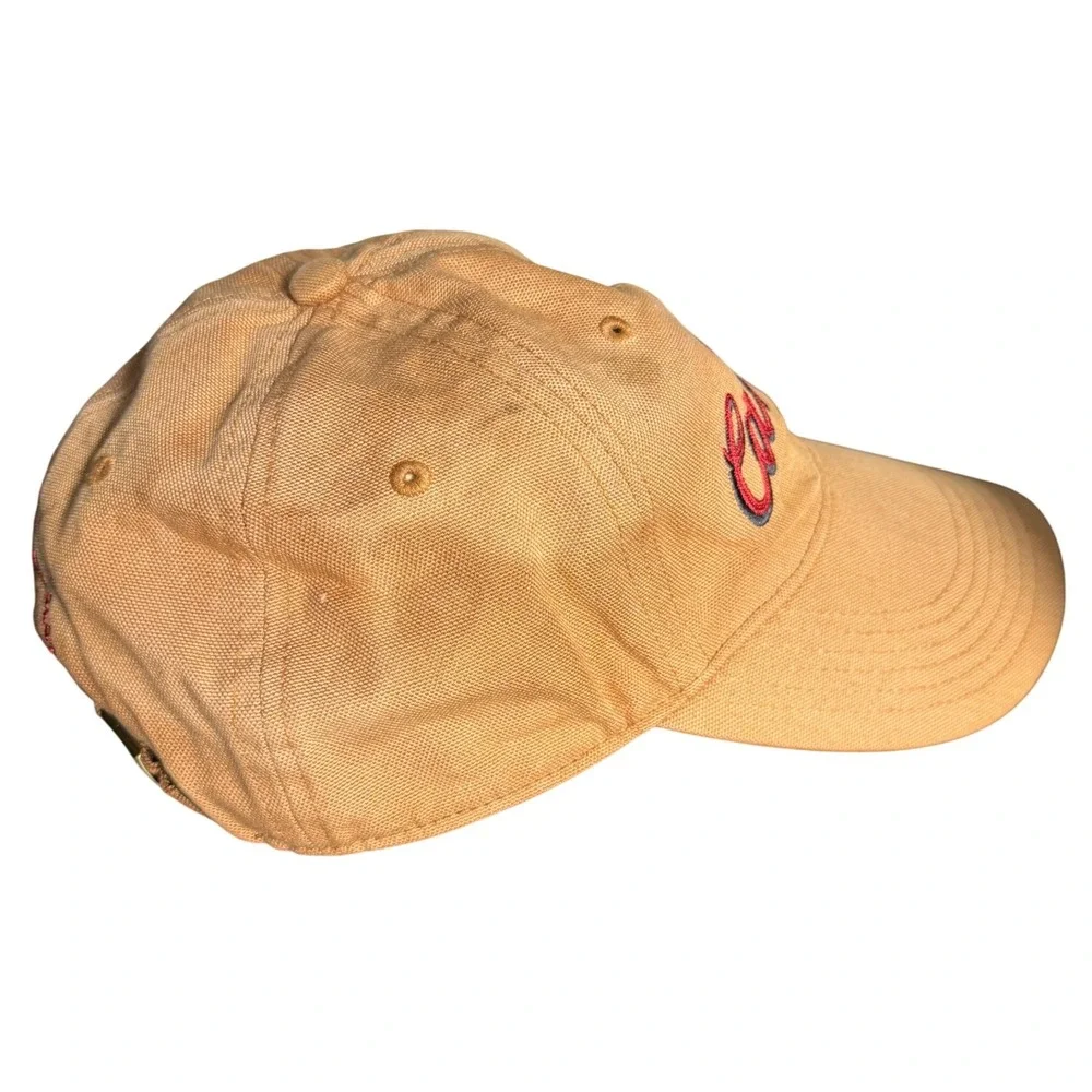 Vintage Carhartt Brown Canvas Cursive Script Logo Strapback Hat 2006 Y2K Grunge